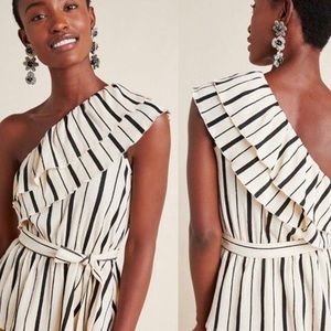 Anthropologie Mauve Rita Ruffled One Shoulder Top